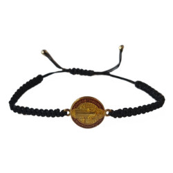 Nastavitelný nylonový náramek se svatým Benediktem – černý