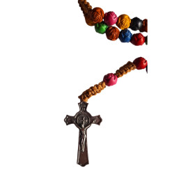 Duha modlitby – růžencový věnec s plastovými růžemi a kovovým křížem (50 cm)