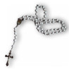 Dřevěný bílý kovový růženec s medailonkem strážného anděla – 50 cm