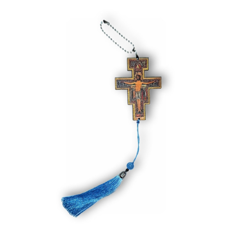 Přívěsek do auta – Františkánský kříž s Ukřižovaným Kristem