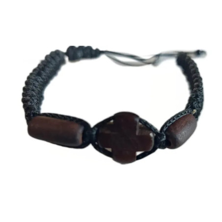 Dřevěný Modlitební Náramek s Vyřezávaným Křížem