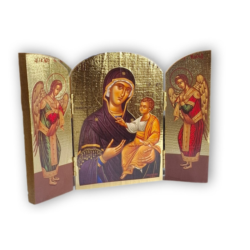 Triptych - ikona přesvaté Bohorodice s anděly