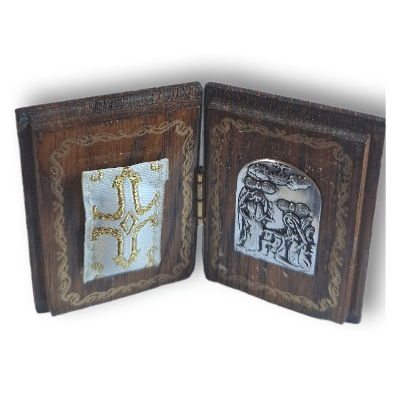 Diptych – Ortodoxní tradiční amulet se Zvěstováním (4 × 5 cm)