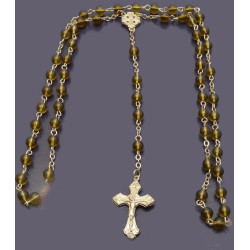 Zelený průsvitný korálkový růženec s křížem