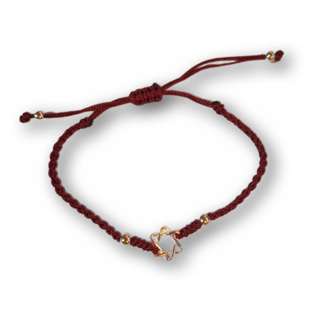 Náramek s Davidovou hvězdou – červený, stahovací