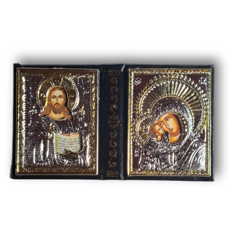 Diptych – Kristus Pantokrator a Bohorodice (18 × 11 cm)