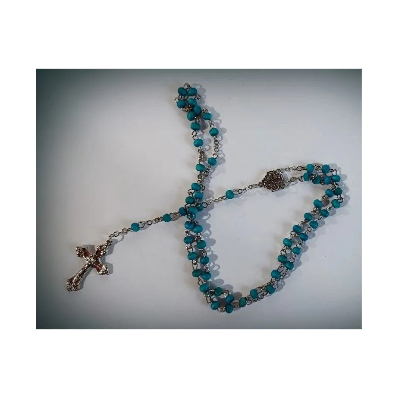 Tyrkysový růženec s detailním křížkem