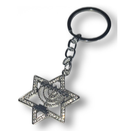 Duchovní klíčenka s Davidovou hvězdou a světlem menory