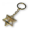 Duchovní klíčenka s Davidovou pozlacenou hvězdou a světlem menory