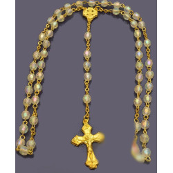 Průsvitný růženec s pozlaceným křížkem
