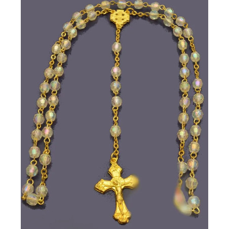 Průsvitný růženec s pozlaceným křížkem