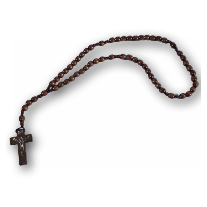 Dřevěný růženec na šňůrce – 33 cm - tmavě hnědý