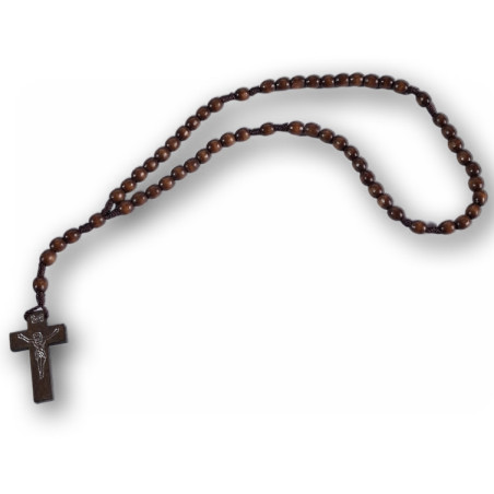 Dřevěný růženec na šňůrce – 33 cm - tmavě hnědý