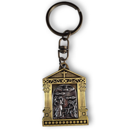 Klíčenka s ikonou Zvěstování Panně Marii – bronzový rám se stříbrným reliéfem