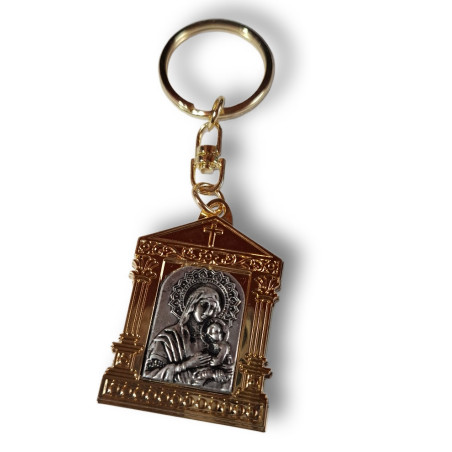 Klíčenka Panna Maria s malým Kristem – stříbrný reliéf ve zlatém rámu