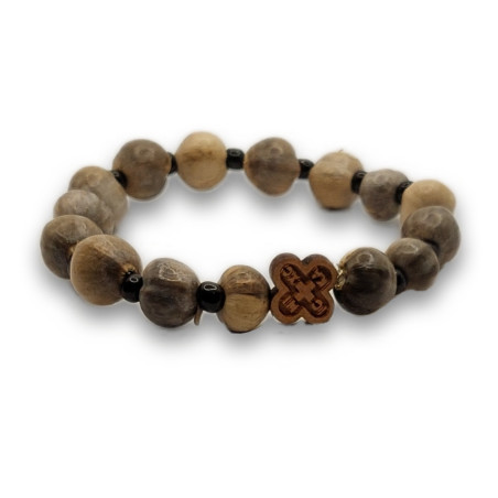 Náramek ze Slz Panny Marie s dřevěným křížkem