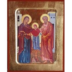 Ikonopisná reprodukce: Svatí bohorodiče Jáchym a Anna s malou Marií