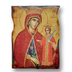 Ikona Panna Marie Růže Nevadnoucí s vyřezávaným rámem