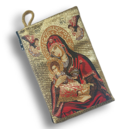 Peněženka s ikonou "Panna Marie s dítětem" v červeném oděvu