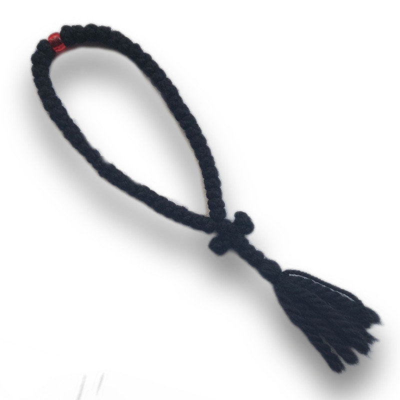 Čotky s 50 Uzly a Červeným Korálkem, 22 cm