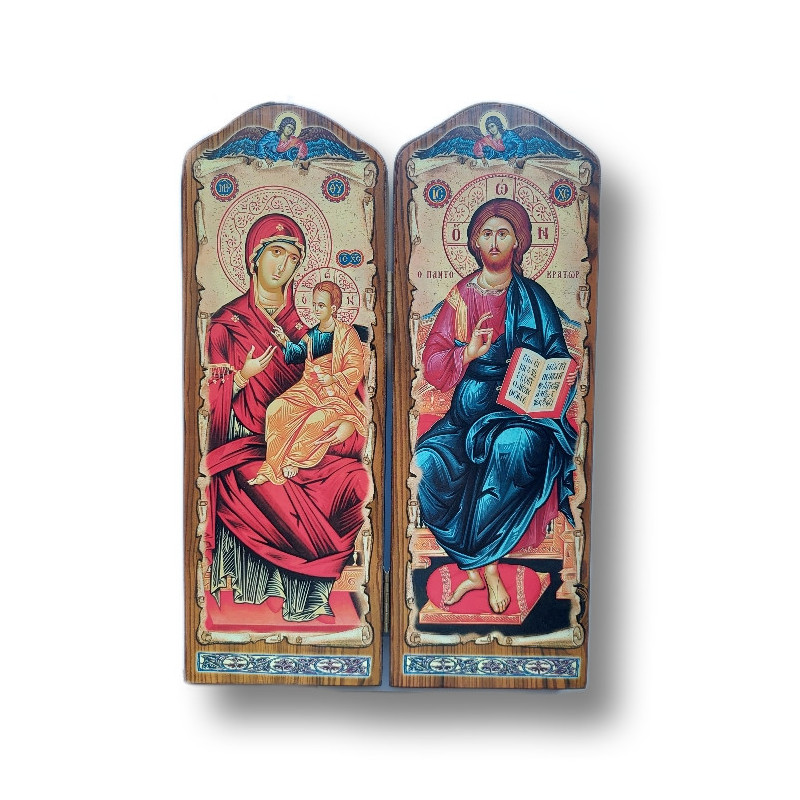 Diptych s Ikonami Krista a Panny Marie, 29x20 cm
