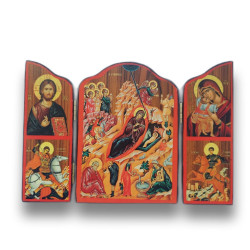 Triptych: Narození Páně s ikonami Krista, sv. Jiří, Panny Marie a sv. Demetria