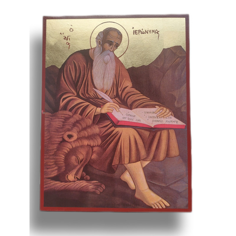 Ikona Svatého Jeronýma s Pozlaceným Pozadím