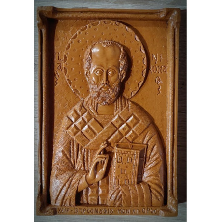 Vosková Ikona Sv. Mikuláše - Ručně Vyrobená v Řecku