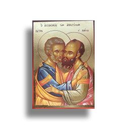 Ikona Sv. Petra a Pavla na Dřevěném Podkladu s Pozlacením