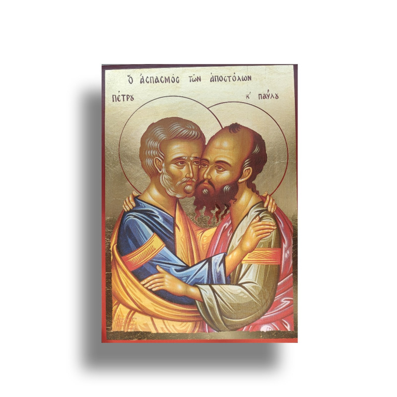 Ikona Sv. Petra a Pavla na Dřevěném Podkladu s Pozlacením