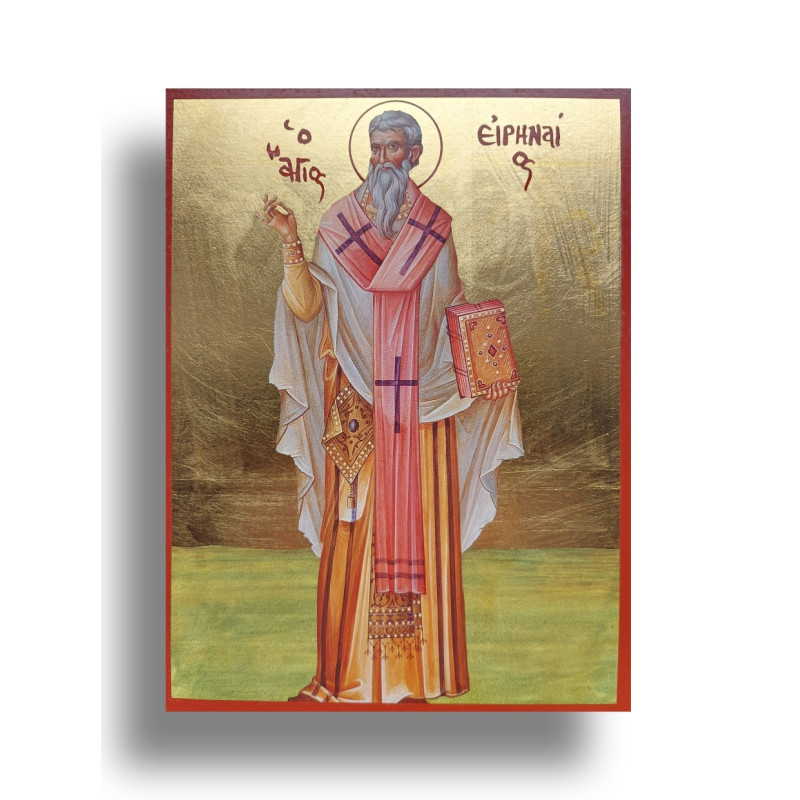 Ikona svatého Irenaje z Lyonu s pozlaceným podkladem