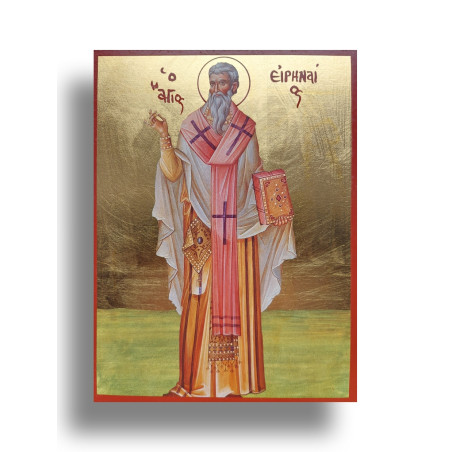 Ikona svatého Irenaje z Lyonu s pozlaceným podkladem